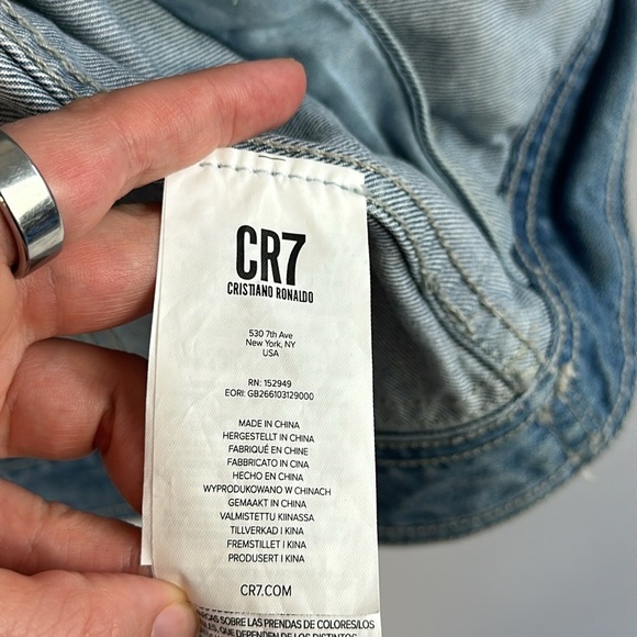 CR7 Blue Shadow Patch Trucker Jacket Size XL - Picture 5 of 16